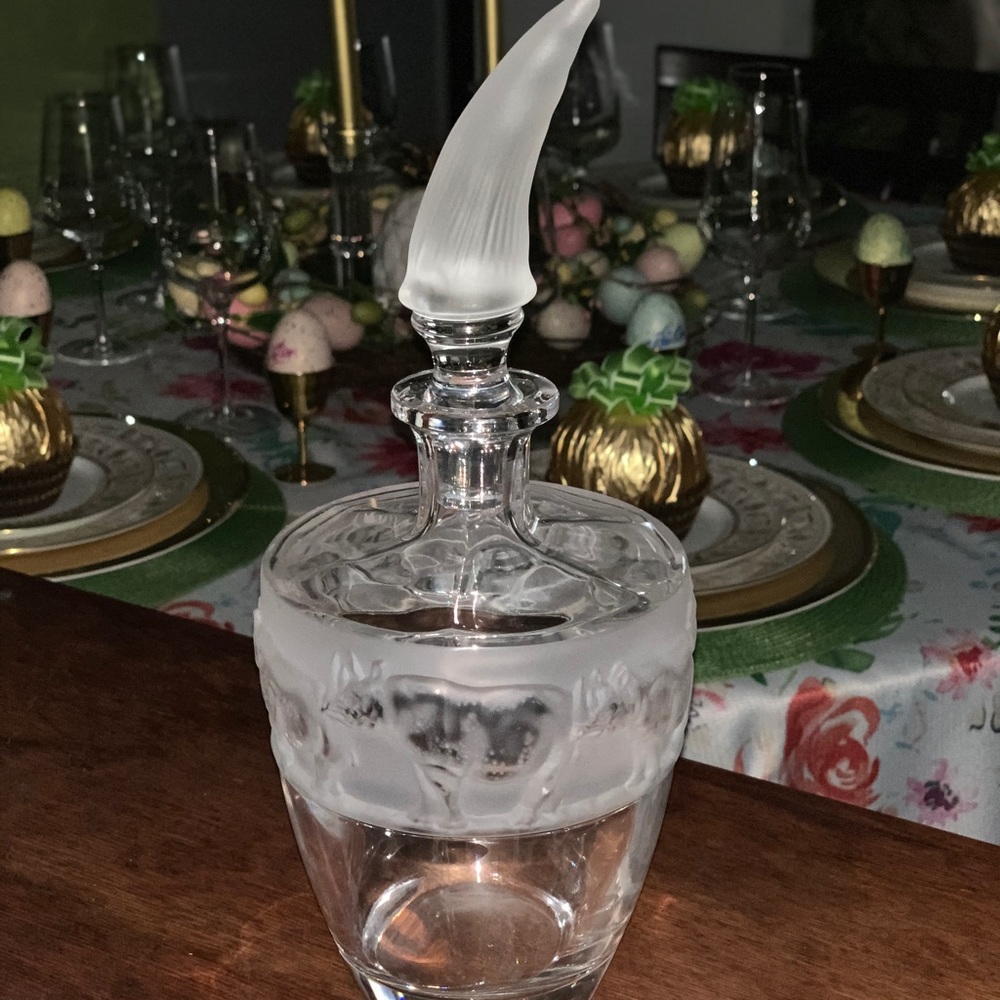 RARE Vintage Nachtmann Crystal Rhinoceros Decanter